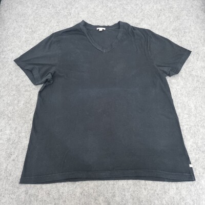 James Perse Hemd Herren 5 schwarz verwaschen JP Kurzarm V-Ausschnitt Standard Made in USA