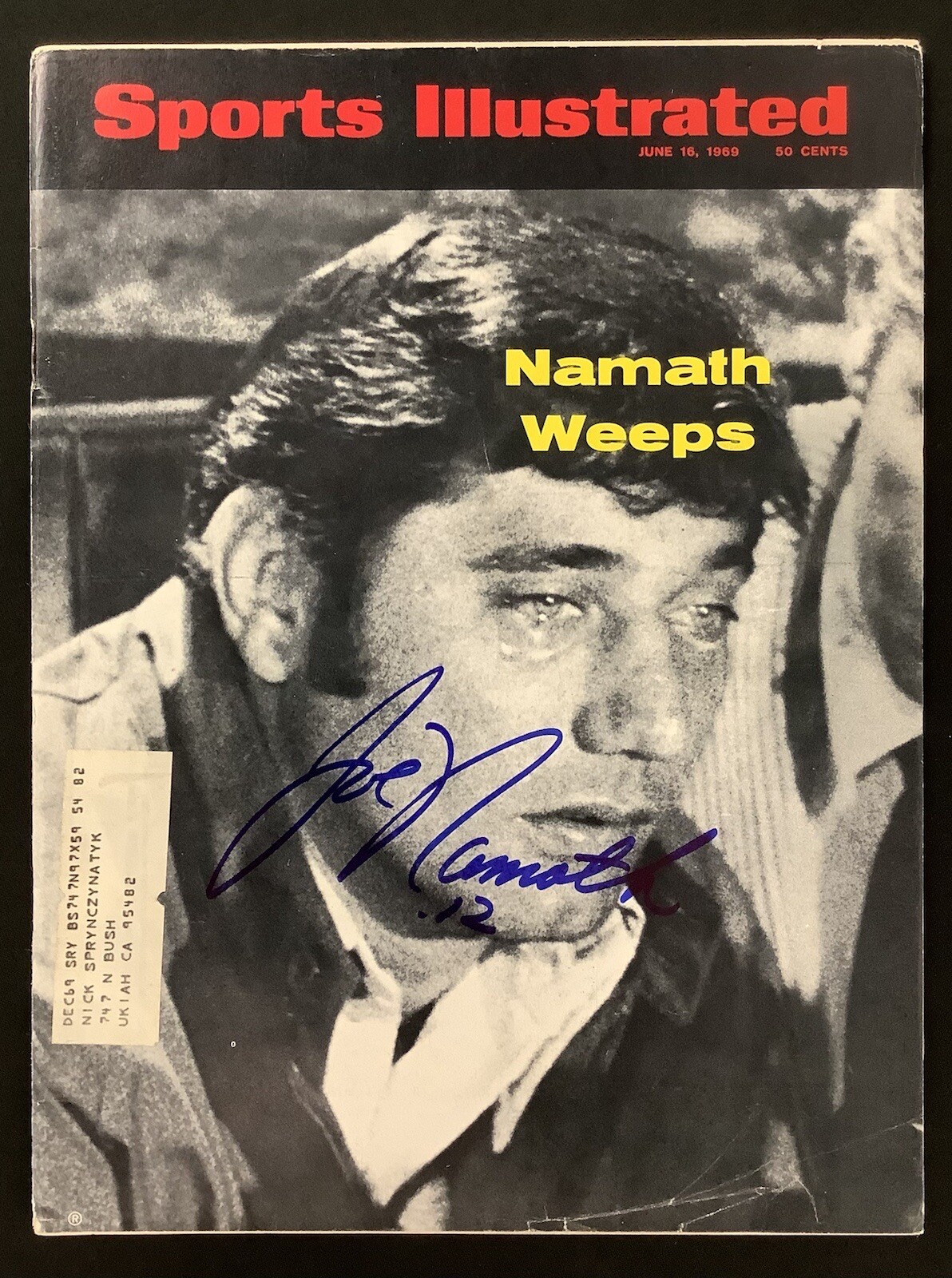 Joe Namath Signed Sports Illustrated 6/16/69 NY Jets SBC Autograph HOF PSA/DNA