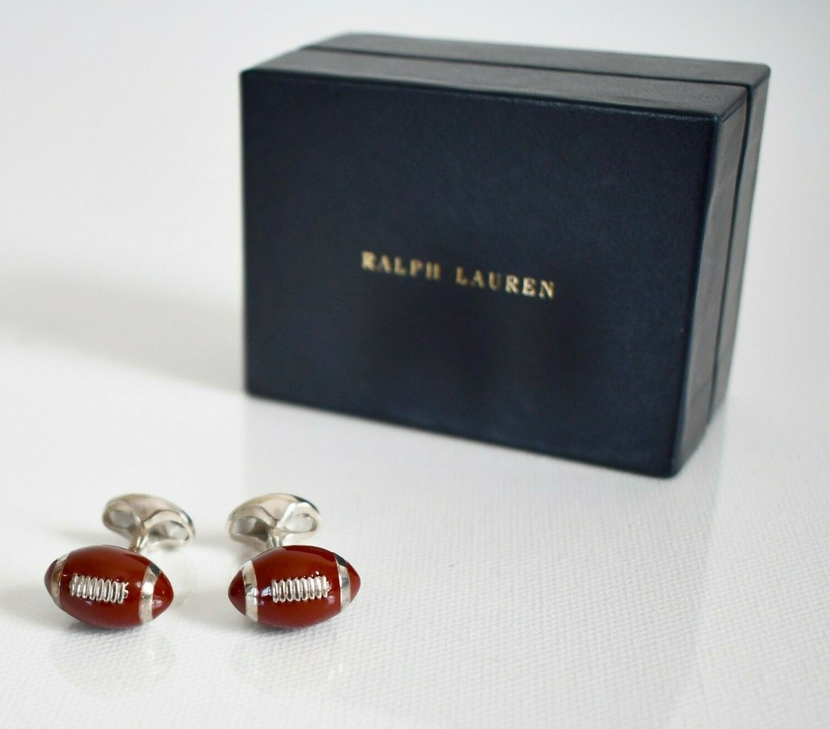 POLO RALPH LAUREN ロゴ刻印　カフス シルバー925 🆕️RALPH LAUREN PURPLE Lbl AMERICAN FOOTBALL RUGBY BALL .925