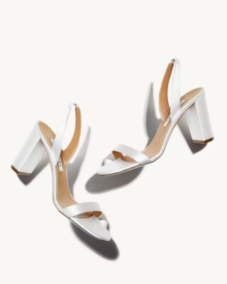 NEW Aquazurra So Nude Block Satin White Sandal 85