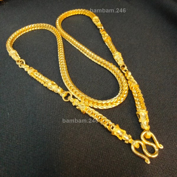 Alternate view of Baht Men's Chain Inch Necklace Thai Gold Plated Hoops For Amulets Buddha