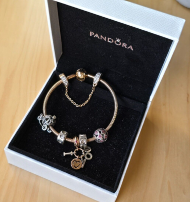 🥳 Authentic Pandora Rose Snake Moments Bracelet 7 pc Set with box