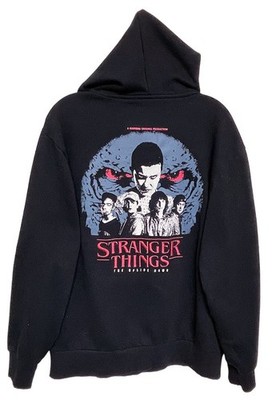 Stranger Things hoodie adult large black Upside Down fleece sweatshirt pocket