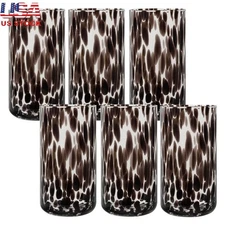 6 Pack Tortoise Black Drinking Glass Set Durable Tumblers Cocktails Iced Tea New