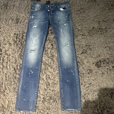 Dsquared2 Slim Jeans Men  Distressed Paint Made In Italy S74LB0238 Sz 46 36 34UK