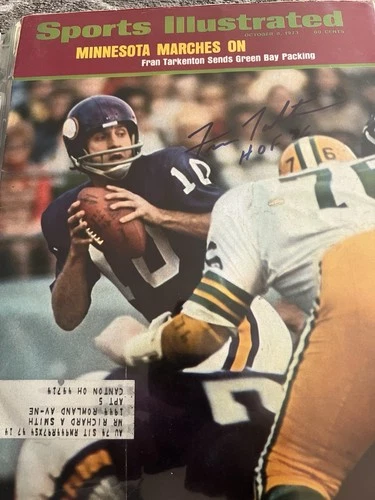Minnesota Vikings Fran Tarkenton HOF Signed 10/8/1973 Sports Illustrated Insc