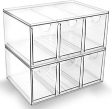 Acrylic Makeup Organizer, 2 Pack Stackable Storage Drawers with 6 Drawers for Of