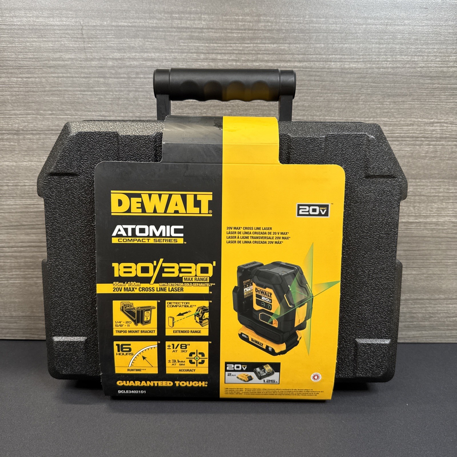 DEWALT Laser Level Kit 20V MAX Lithium-Ion Cross Line 2.0Ah Battery,Charger,Case