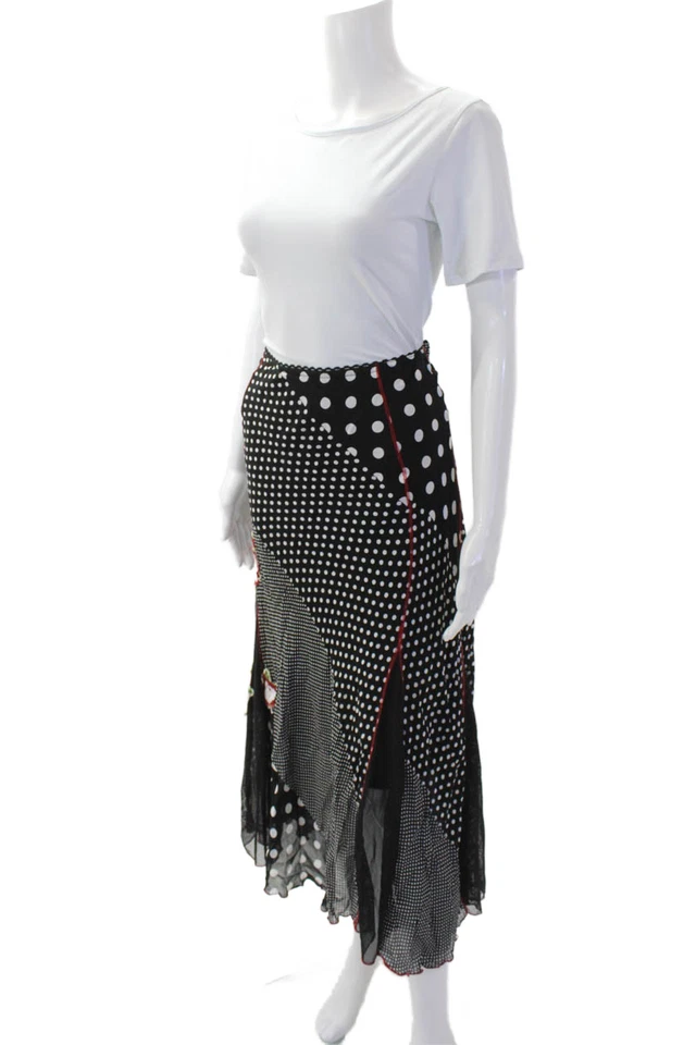 Elie Tahari Womens Elastic Waistband Lace Polka Dot Skirt Black Size 08 - Image 2 of 4