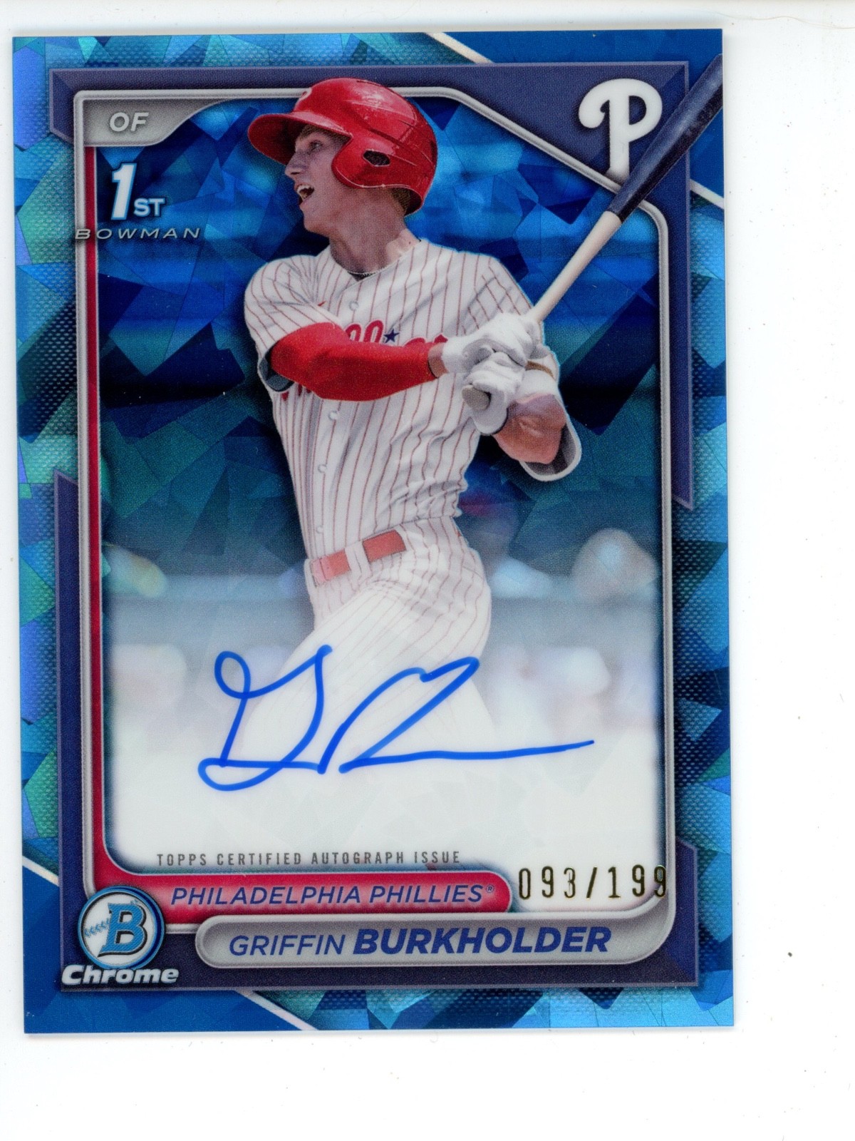 2024 Bowman Chrome Draft Sapphire Auto GRIFFIN BURKHOLDER /199