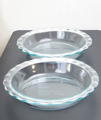 PYREX Scalloped Edge & Handles PIE PAN Plate 9.5''  Deep Dish #209 Glass Nice!