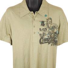 Quiksilver Polo Shirt Mens Size Large Green Surfer Surf  Skate Wave Hawaiian