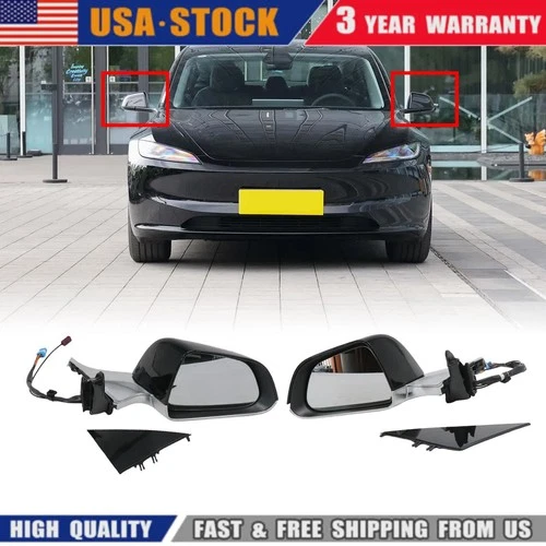 For Tesla Model 3 2017-2023 Black Heated Memory GPS Left Right Side Mirror
