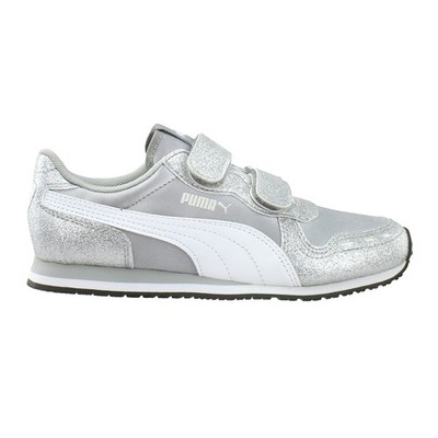PUMA Cabana Racer Glitz Slip On  Toddler Girls Silver Sneakers Casual Shoes 3709
