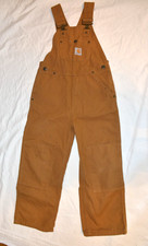 Carhartt Kids Sz 6 Brown Duck Canvas Bib Overalls Double Knee Workwear
