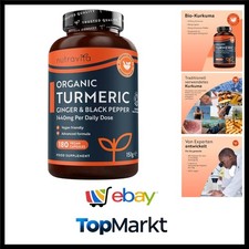 -Kurkuma-Curcumin 1440 mg mit schwarzem Pfeffer und Ingwer - 180 vegane Kurku...