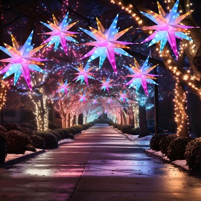 JOINTWIN 24'' Moravian Star 90 Led 18 Point White 3D Star Plug-in Operation with