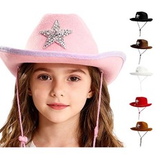 Sparkly Star Cowboy Hat For Kids Western Party Festival Sun Outdoor Play For