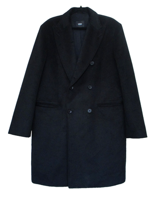 #ad Express Men`s $298 Black Recycled Wool Blend Water Resistant Topcoat L Coat $64.99