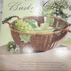 Vtg basket Glass Serving Bowl w/ Handwoven,Clear 11" Round,anchor hocking