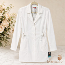 Dickies Gen Flex Women's White Lab Coat Medium M Long Sleeve NWT Medical