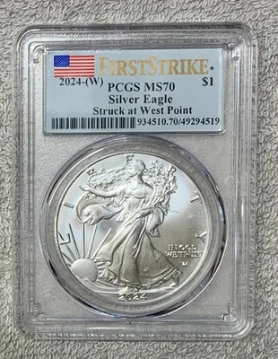 2024-W American SILVER EAGLE PCGS MS70 First Strike Blue Label, 0.999 % Silver. - Image 1 of 4