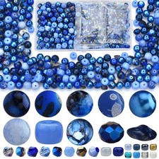 Beads for Bracelet Making Kit, Sapphire Blue Color Include 8mm Assorted Round...