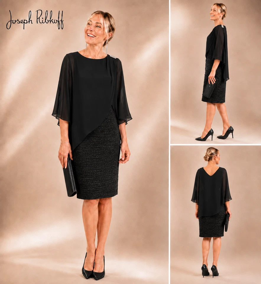 LAGERVERKAUF Joseph Ribkoff Kleid mit Chiffon Überwurf 251720 Gr.42  UVP 329,95 - Bild 1 von 2