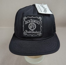 NOS 80s Jack Daniels Trucker Hat OSFA Black Whiskey FIELD TESTER Made in USA