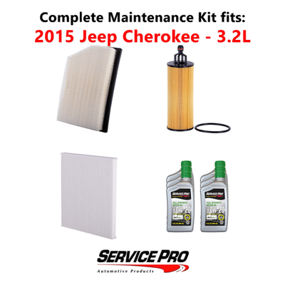 2015 Jeep Cherokee 3.2L Complete Oil, Air & Cabin Filter Kit (0W
