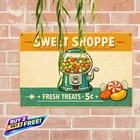Vintage Gumball Machine Candy Shop Illustrated Metal Tin Sign 8x12