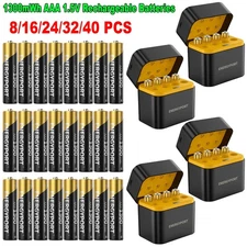8/16/32PCS 1300mWh 1.5V Rechargeable AAA Batteries Lithium with Fast Charger Lot