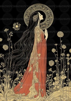 Maria Magdalena Jugendstil Gold sakraler weiblicher christlicher Kunstdruck AJ87