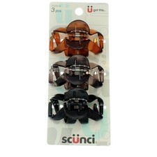 Scunci Effortless Beauty Jaw Hair Clips 3 ea 3 Count Pack of 4 , Assorted