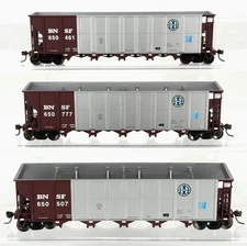 HO Walthers BNSF RD4 Coal Hopper 3-Pack w/ MTL Wheels & Knuckle Coupler