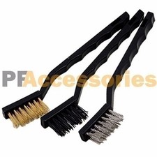 3 Pcs Mini Stainless Steel Brass Nylon Wire Brush Set Cleaning Detailing Polish