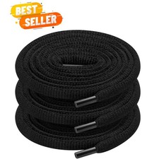 3 Pairs of Black 40" Oval Shoelaces - Perfect for Athletic and Fashion Footwear