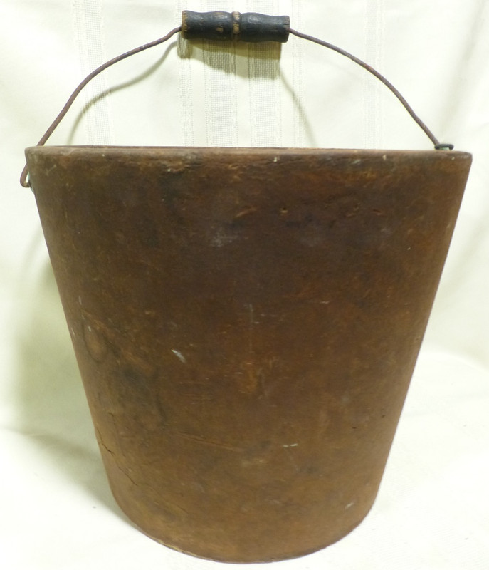 Antique 1800's Primitive Lockport NY United Indurated Fibre Water Bucket Pail