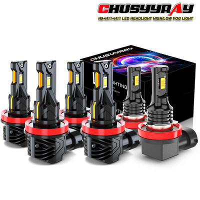 For Nissan Kicks 2018-2021 6x 6000K H9 H11 H11 LED Headlight Hi-Lo Beam+Fog Bulb