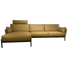 Leolux Ecksofa Enna Leder 17882 Ceras 8290 Argile Füße Epoxy E2200 Nuit Silk