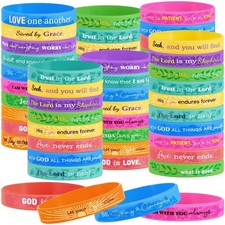 120 Pcs Christian Bracelet Bulk Jesus Religious Bible Verse Wristband, Chri...