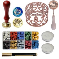 Sealing Wax Kit, Wax Seal Warmer with 10 Colors 200pcs Beads, Spoon, Metallic...