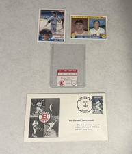 1983 Topps Carl Yastrzemski + 3000 Hit Ticket Stub + Rare First Day Cover 1983