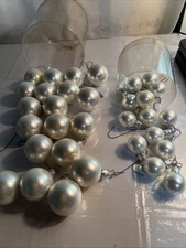 Christmas Ornaments 1 inch White Ball - Lot of 15 with hooks And 19 1.5” Balls