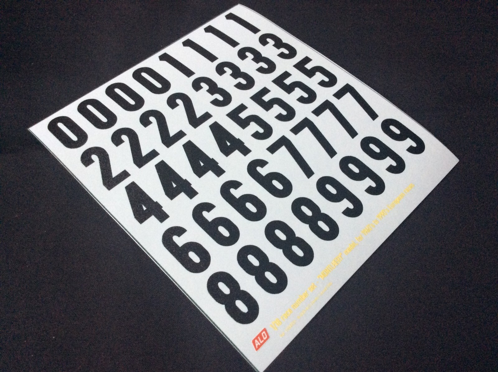 Decals numéros noirs Montlhery 1:18 pour voiture miniature