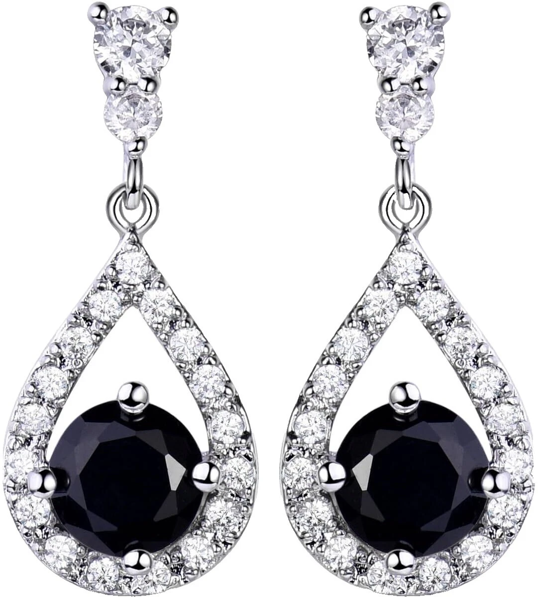 Cubic Zirconia plata plateado Collares y colgantes De Moda Negro