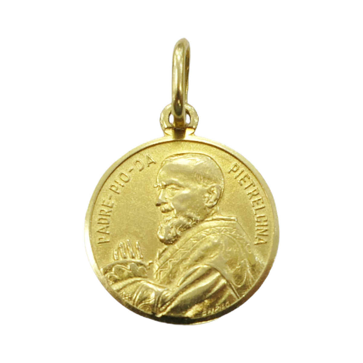 18K Yellow Gold St Saint Padre Pio Charm Necklace Pendant ~ 3.0 | eBay