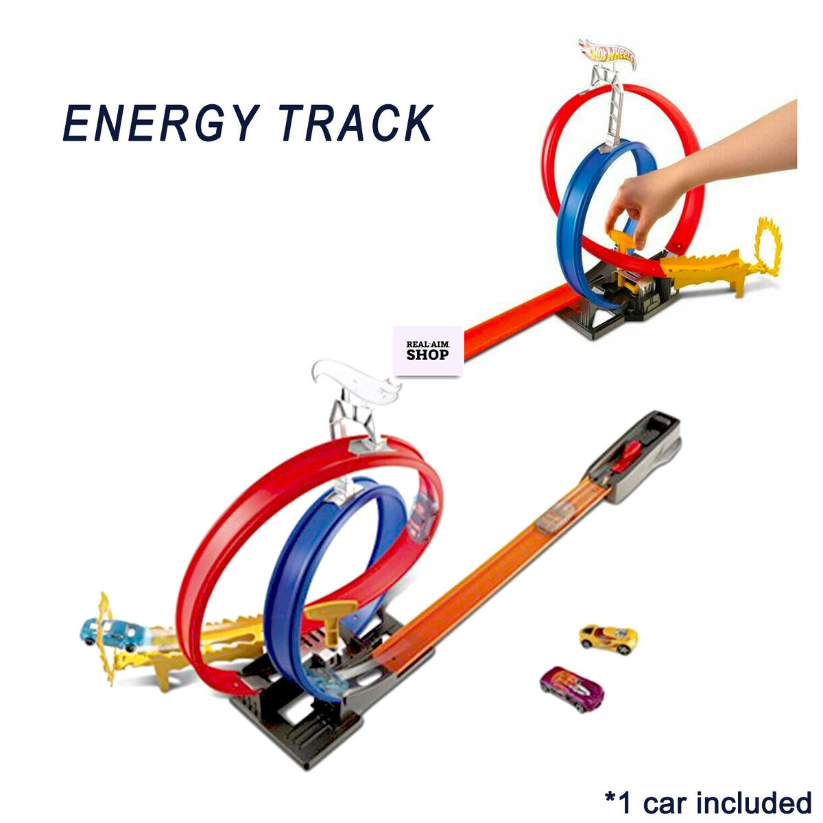 Hot Wheels Energy Track Set With Double Loops! 