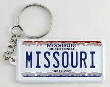 Missouri License Plate Aluminum Ultra-Slim Souvenir Keychain 2.5"x1.25"x0.06"