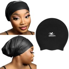 Extra Large Swim Cap for Long Hair Dreadlocks Braids Waterproof Silicone